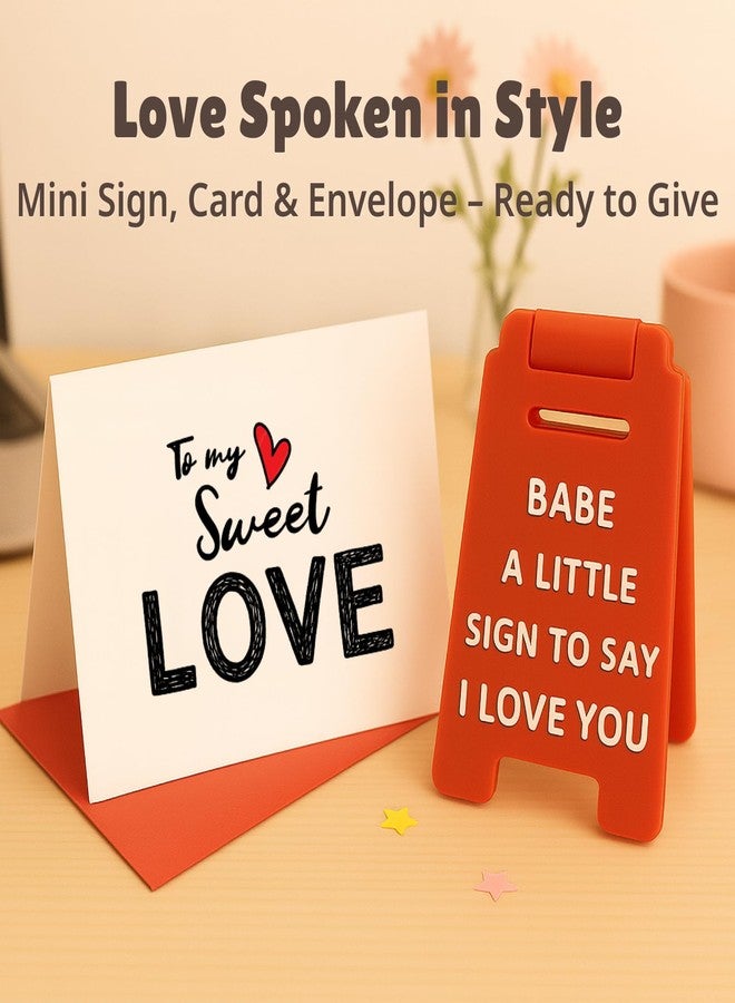 Fun-Plus I Love You Babe Mini Sign - A Thoughtful Gift - Sentimental Desk Decor with Card & Envelope - Birthday, Christmas or Everyday Appreciation Gift - Image 2